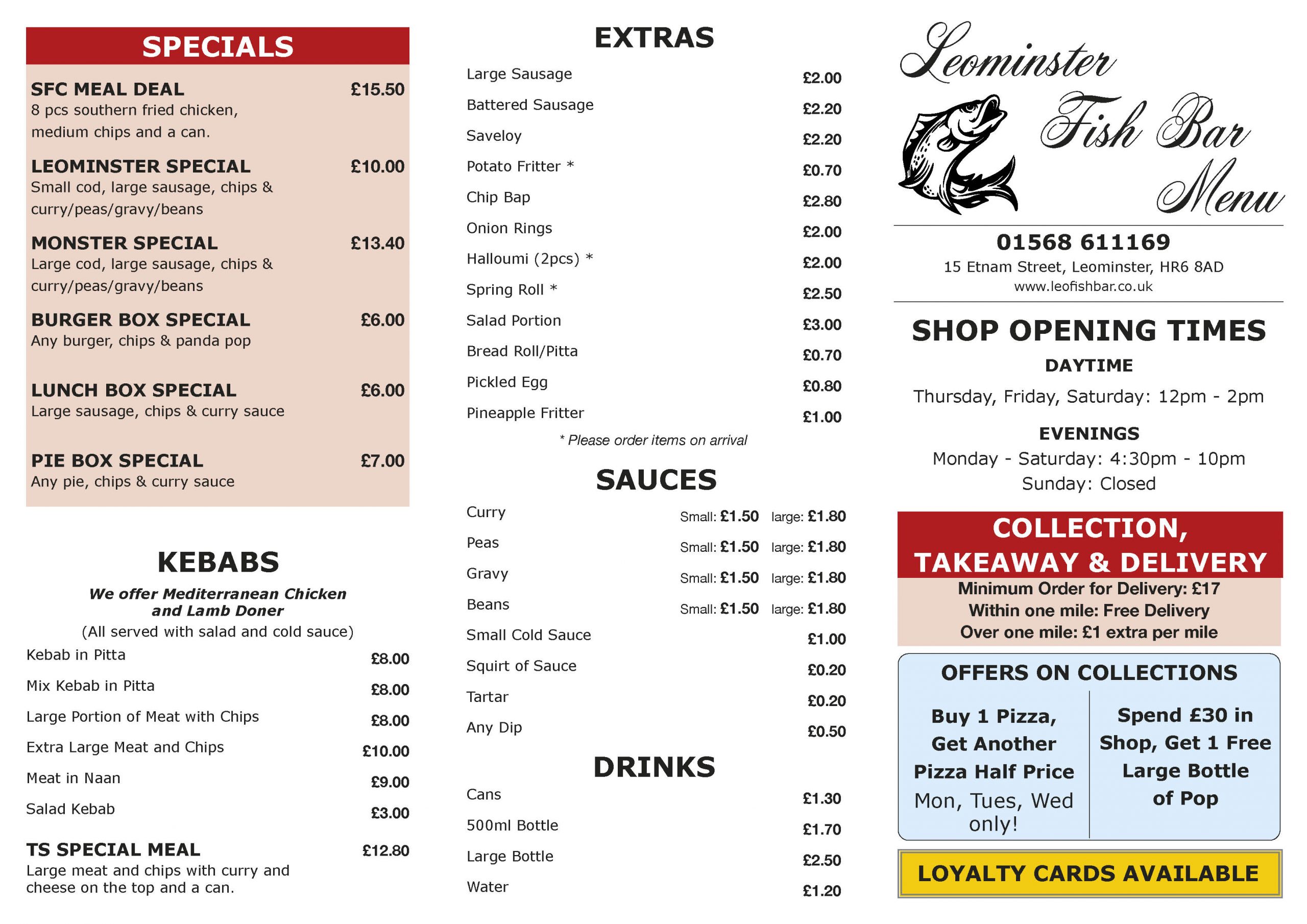 A4 Food Menu